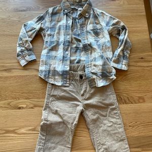 Janie and Jack button down shirt and corduroy pants